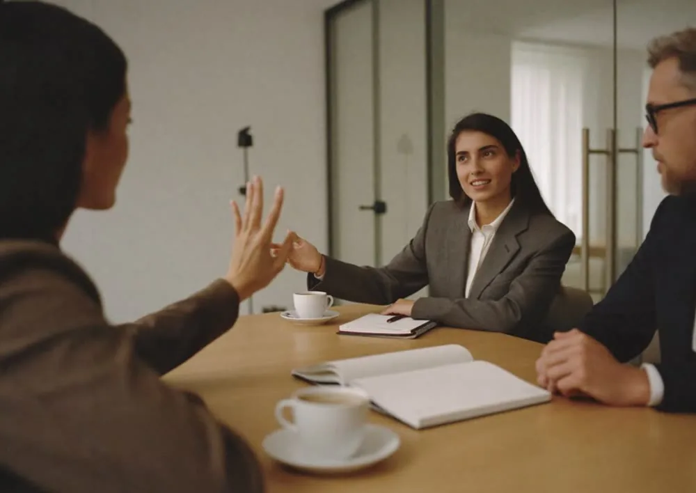 Reunião comercial com clientes